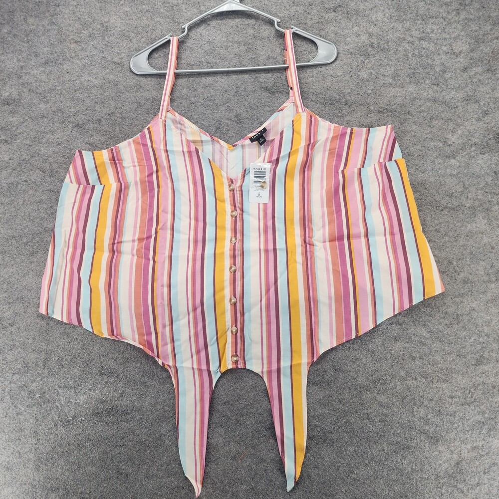Torrid Shirt Womens 2X Sleeveless V Neck Multi Color Striped